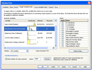 Use the Validate Data procedure to define rules and perform data checks.